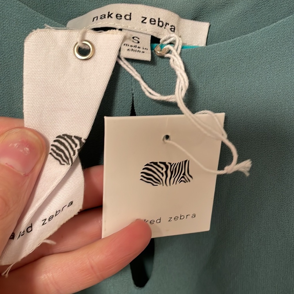Teal Naked Zebra 3/4 sleeved blouse - Picture 2 of 6